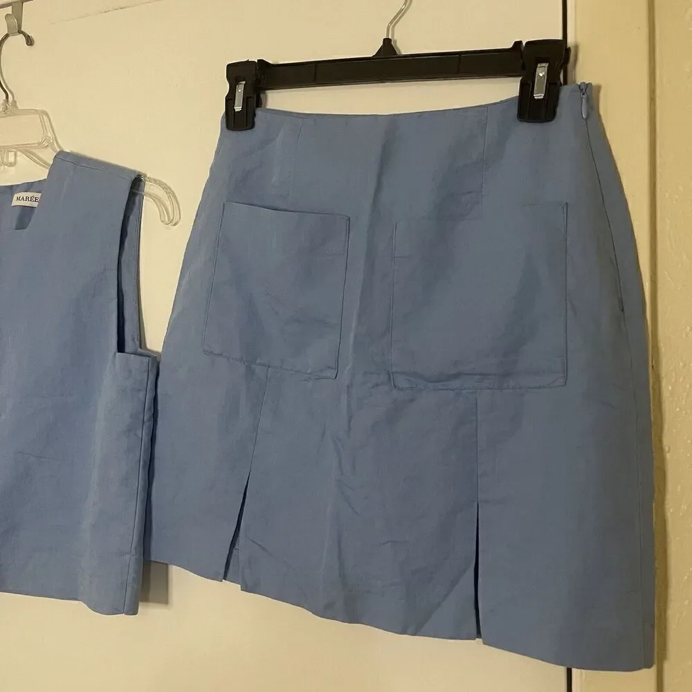 MAREE Blue 2piece skirt and top cropped set size Small